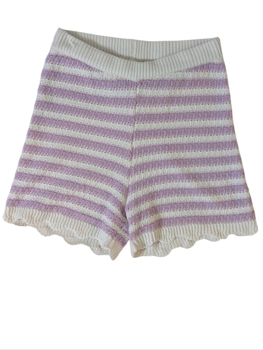 Willow And Wind Crochet Shorts Purple And White Stripe Size Small
